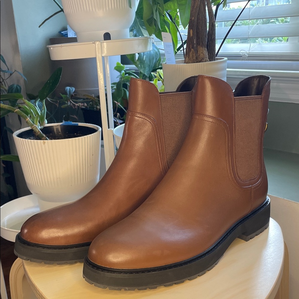 Cole Haan Chestnut Leather Ankle Boots